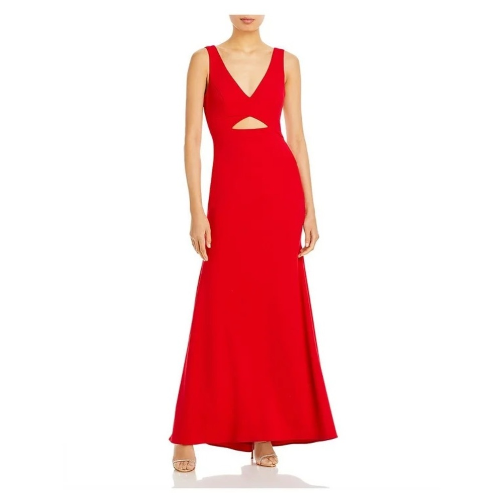 Aqua Red Cut-Out Maxi Evening Dress